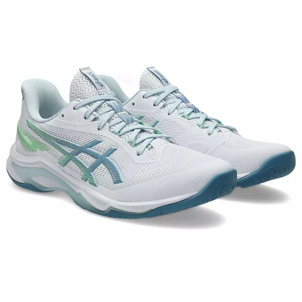男女鞋 ASICS NETBURNER BALLISTIC FF 4 白藍綠 支撐 透氣 緩震 排球 運動鞋【1053A070-102】