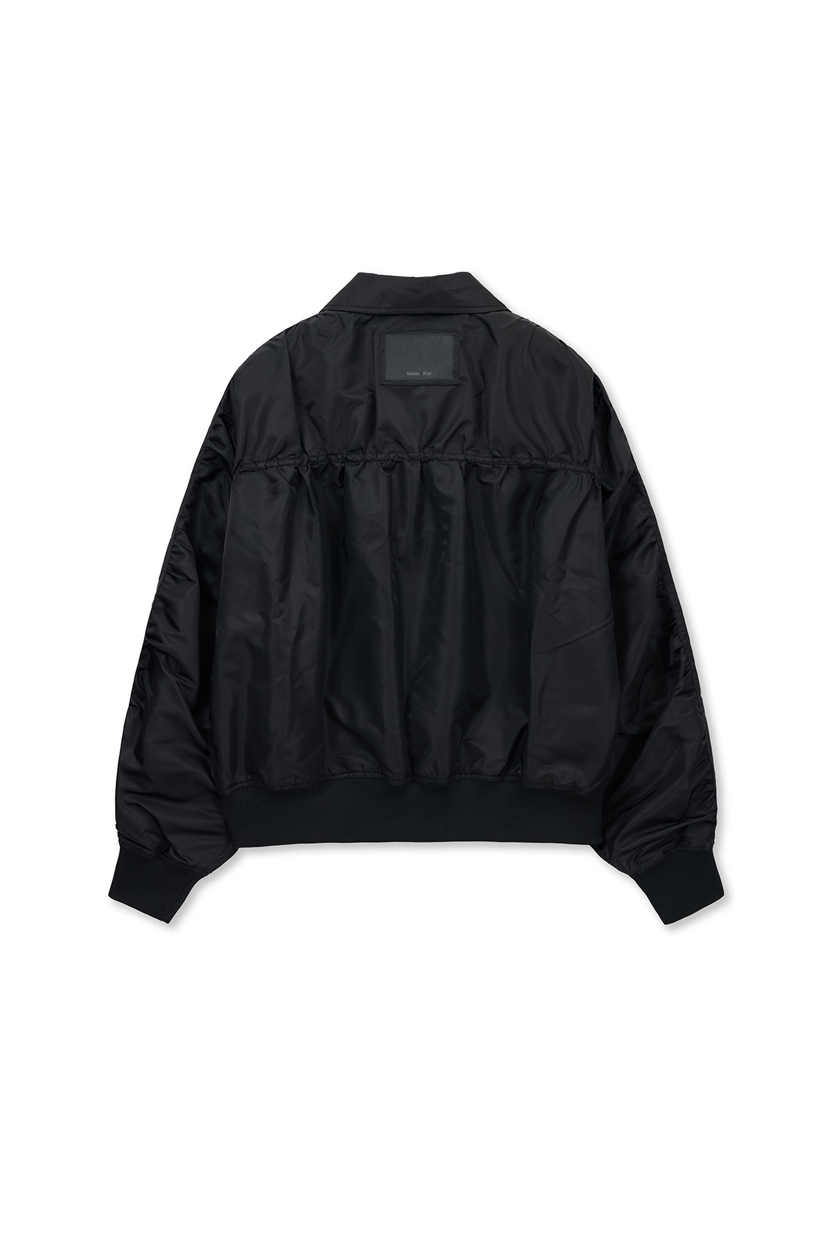 小LOGO抓皺尼龍飛行外套 黑色