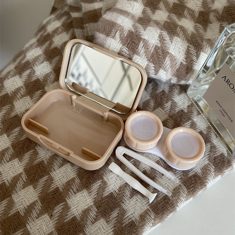 《6539》奶茶立體小花隱形眼鏡盒