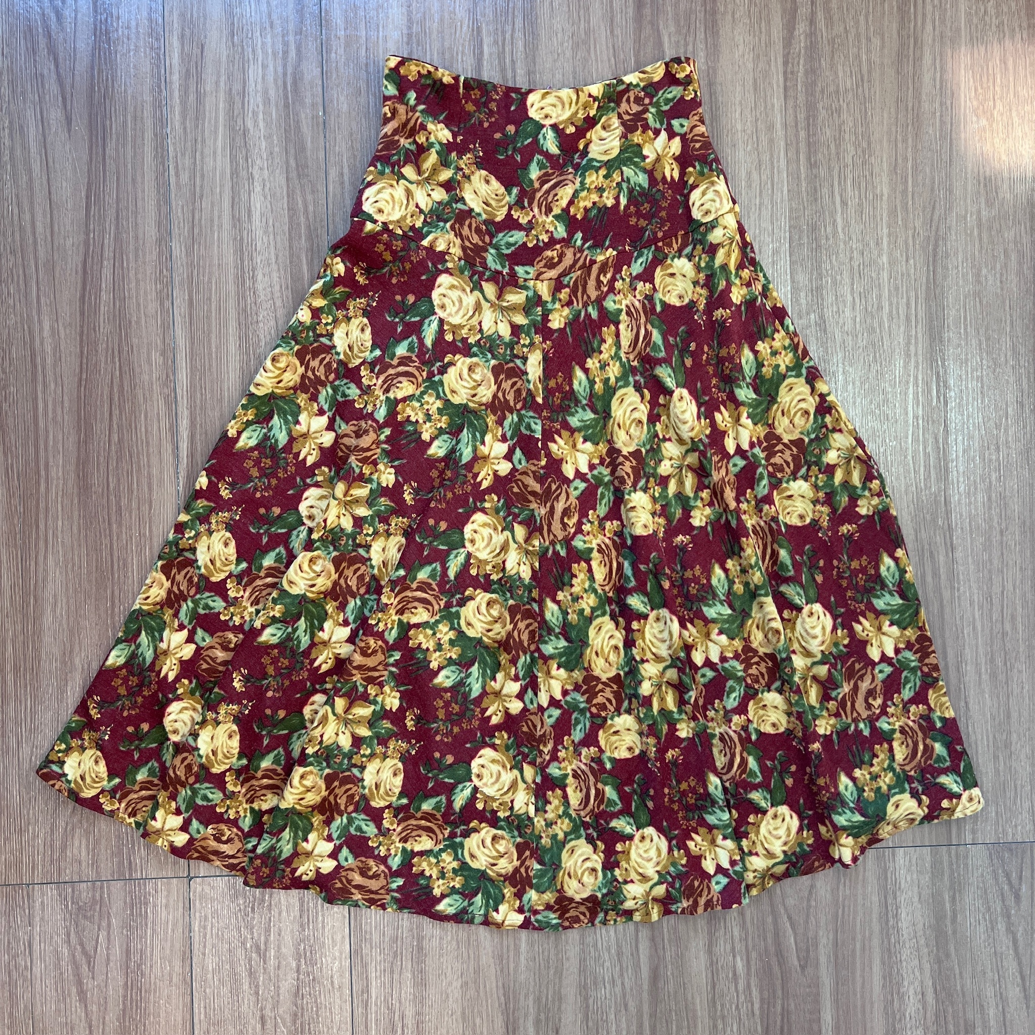 浪漫大玫瑰羊毛高腰半裙