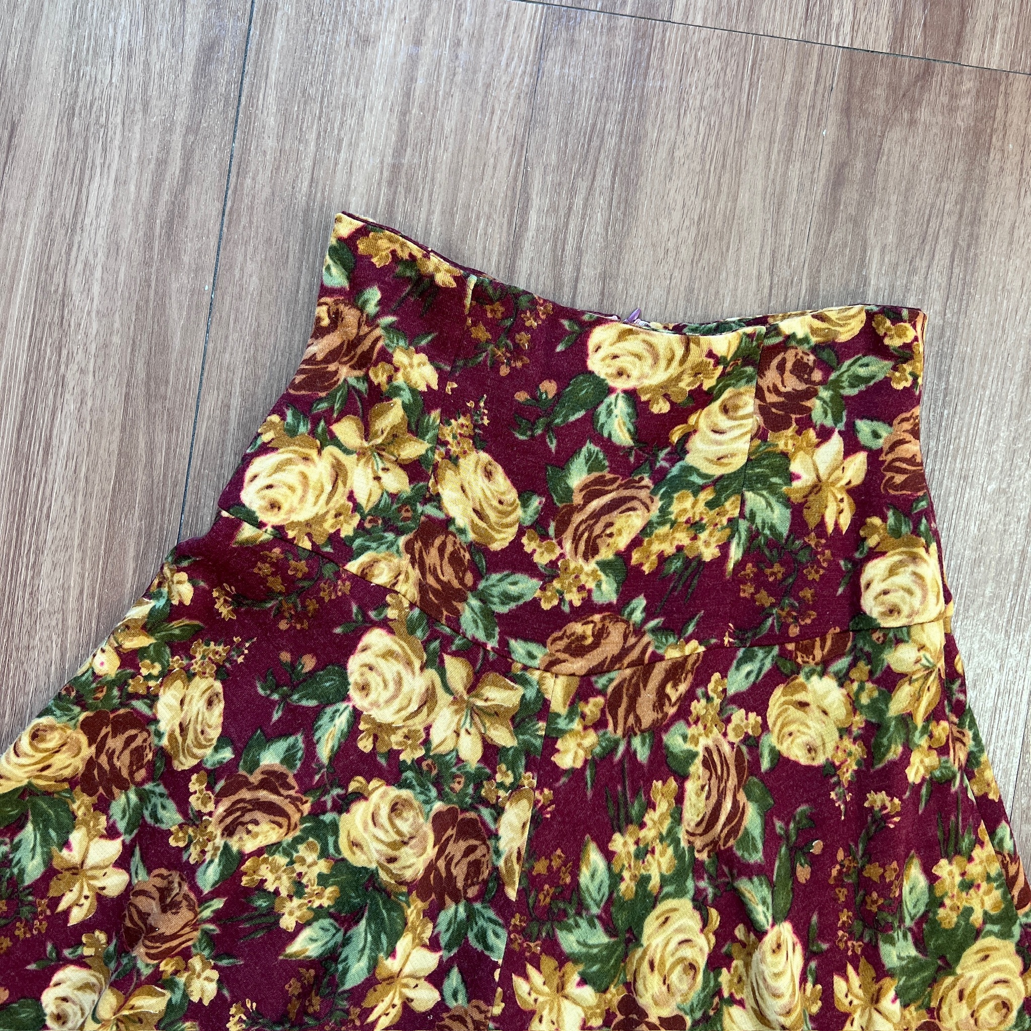 浪漫大玫瑰羊毛高腰半裙