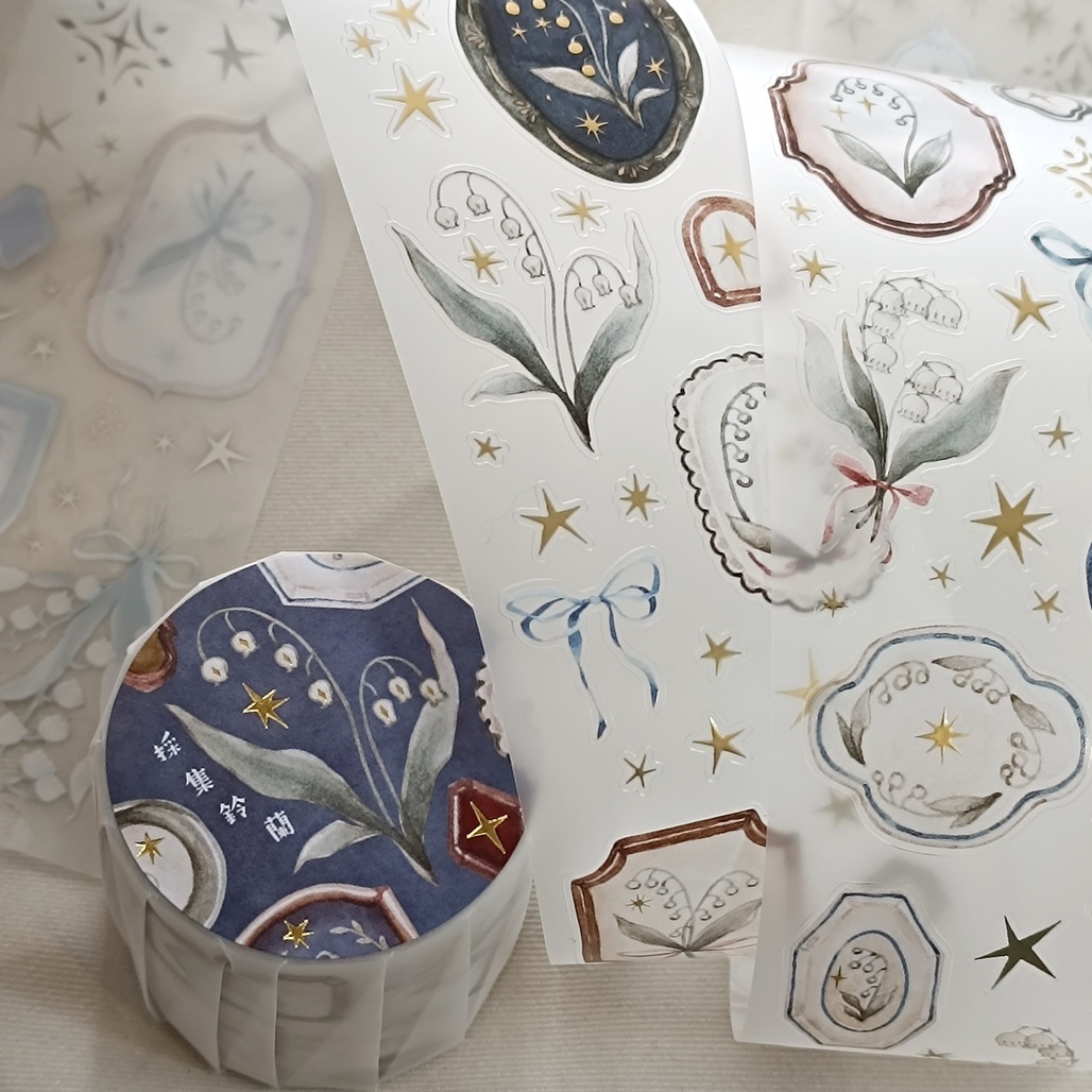 樂意Loi．採集鈴蘭 5cm燙金割型霧面PET膠帶 <整捲/分裝>