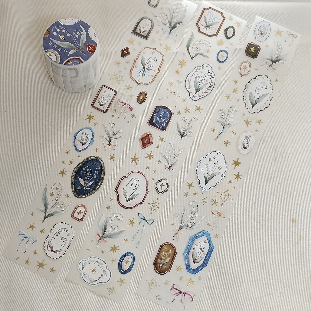 樂意Loi．採集鈴蘭 5cm燙金割型霧面PET膠帶 <整捲/分裝>