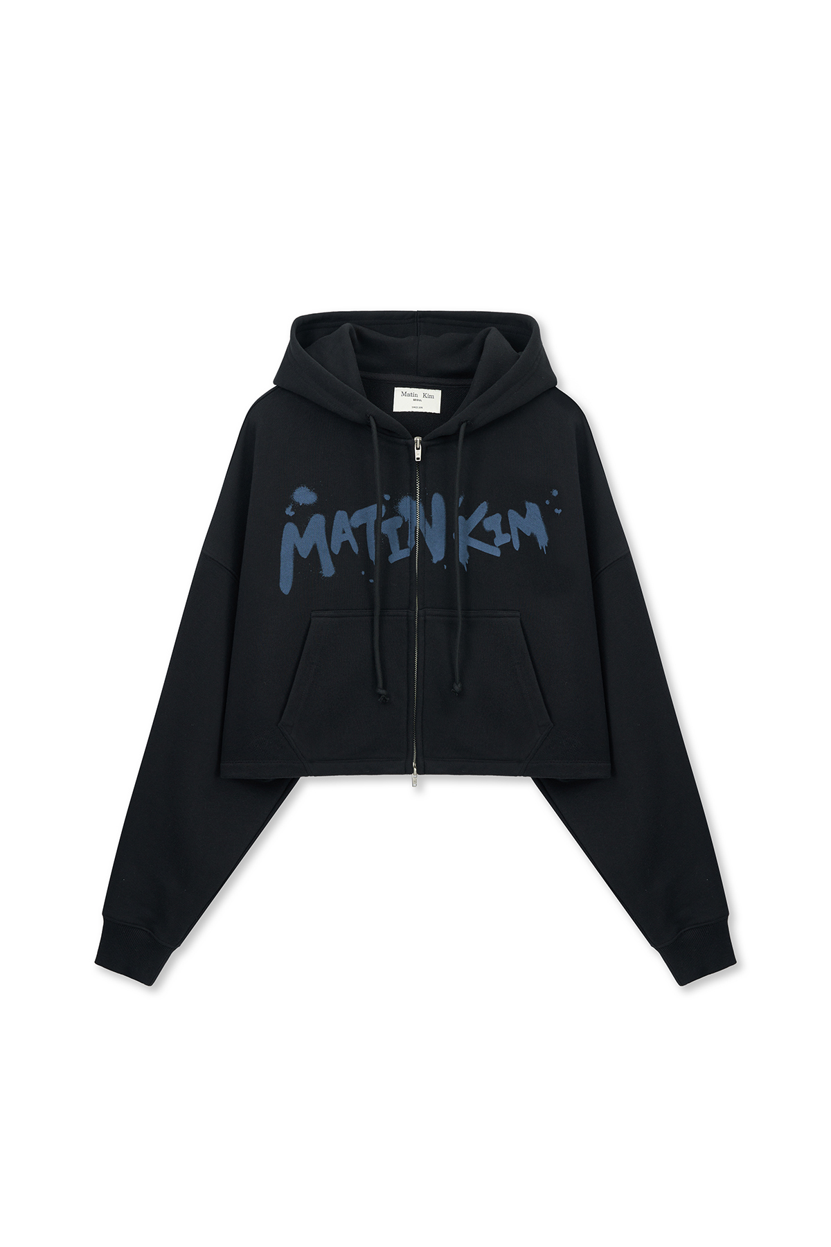 塗鴉LOGO短版連帽拉鍊外套 黑色