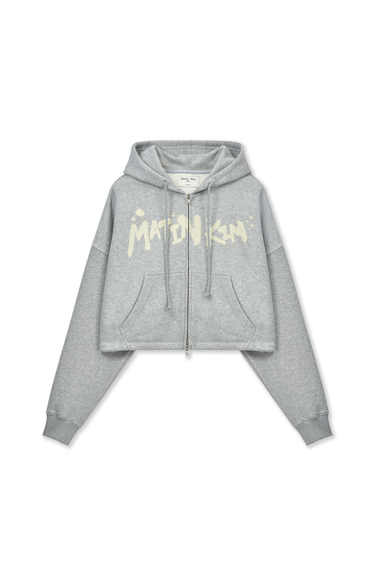GRAFFITI LOGO CROP HOODY ZIP UP IN GREY