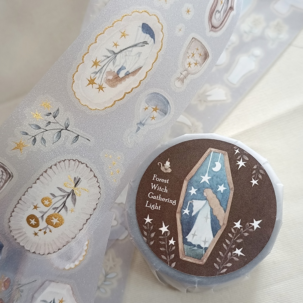 樂意Loi．森林女巫採光 5cm燙金星光膜割型霧面PET膠帶 <整捲/分裝>