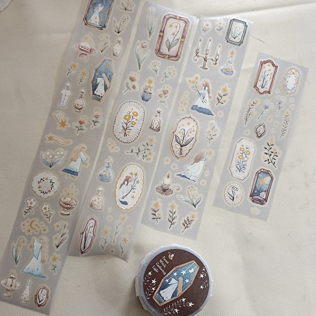 樂意Loi．森林女巫採光 5cm燙金星光膜割型霧面PET膠帶 <整捲/分裝>