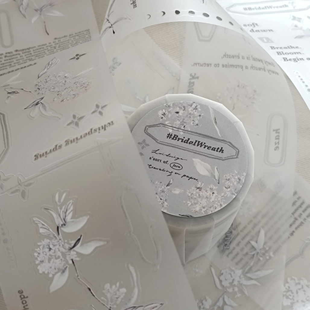 樂意x羊君x紙上旅行．麻葉繡線菊 5cm割型霧面PET膠帶 <整捲/分裝>