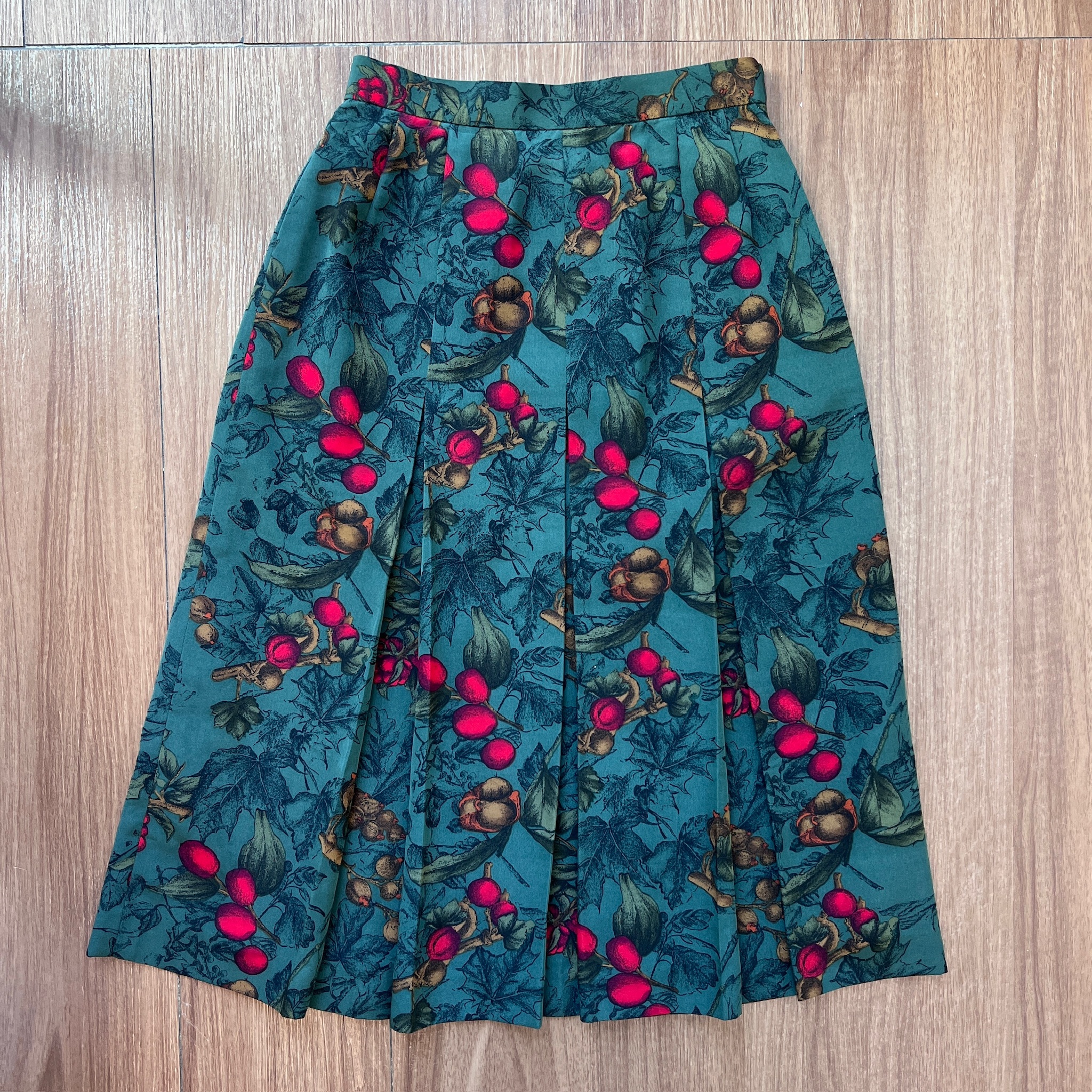 古典感墨綠色果實半身裙