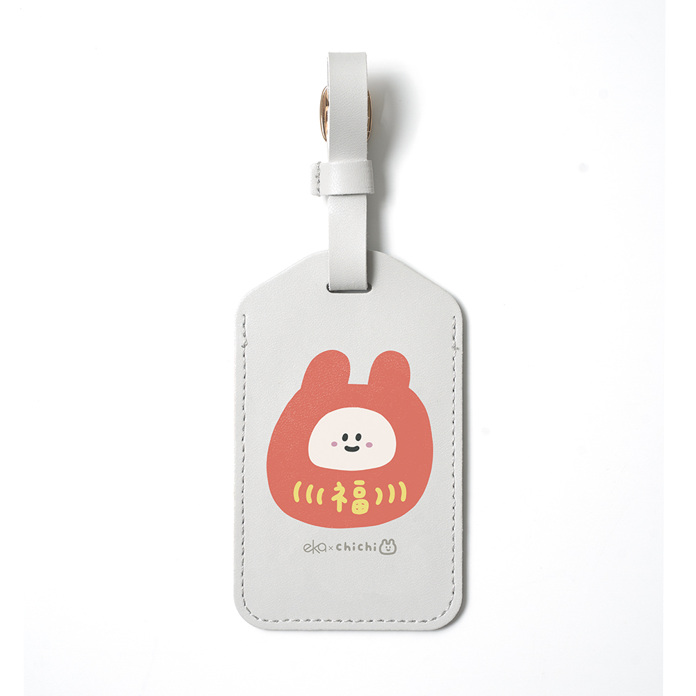 【ekax x 87小兔】輕巧皮革行李吊牌-招財福氣來