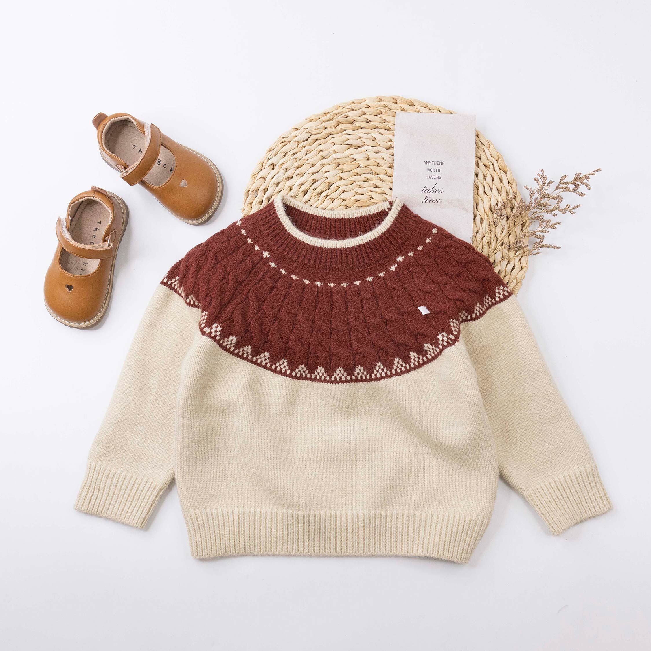 【H56003】質感麻花拼接針織上衣