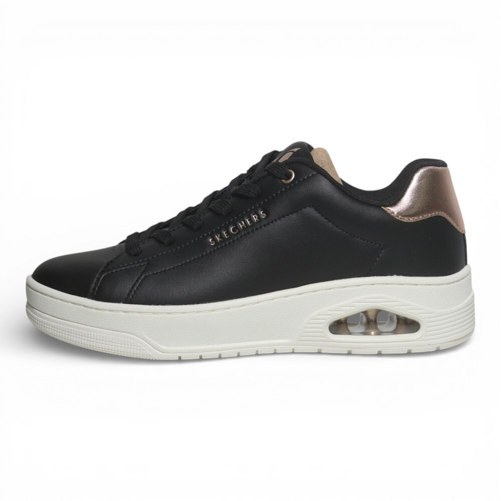SKECHERS 休閒鞋 UNO COURT 黑金 復古 氣墊鞋 女 177700BLK