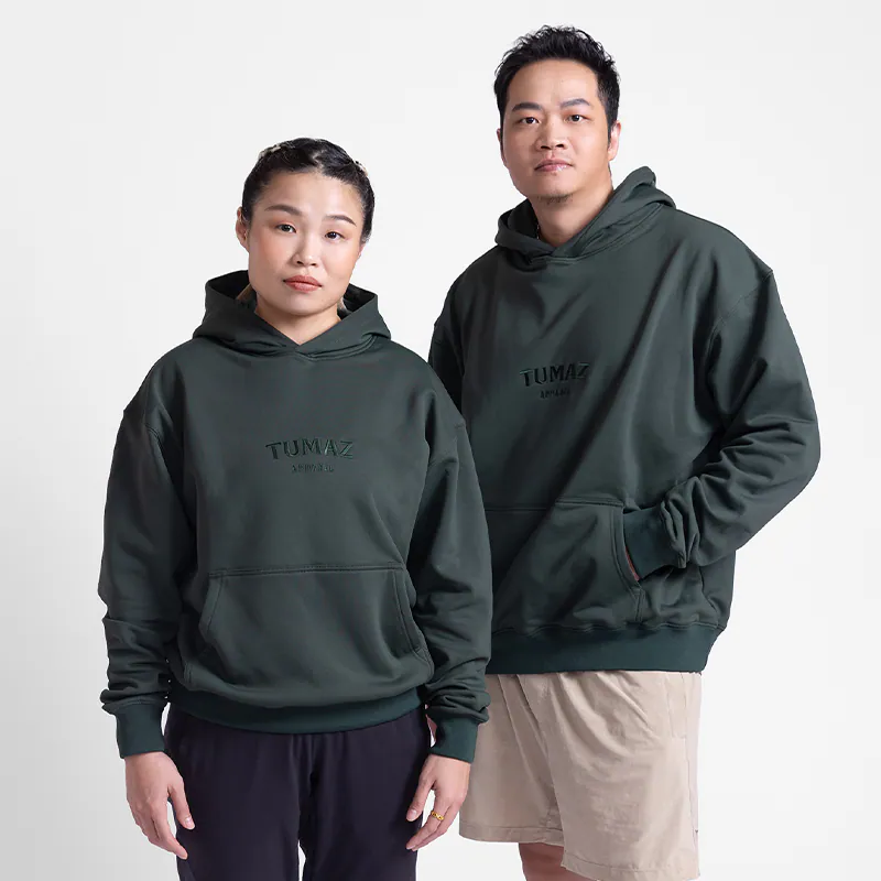TUMAZ 超輕量刷毛連帽上衣 - 墨綠色