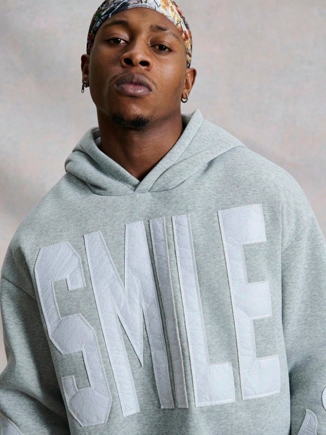 KADMAX大尺碼 - 大碼SMILE刺繡手繡火焰帽TEE〈KSMS2744〉