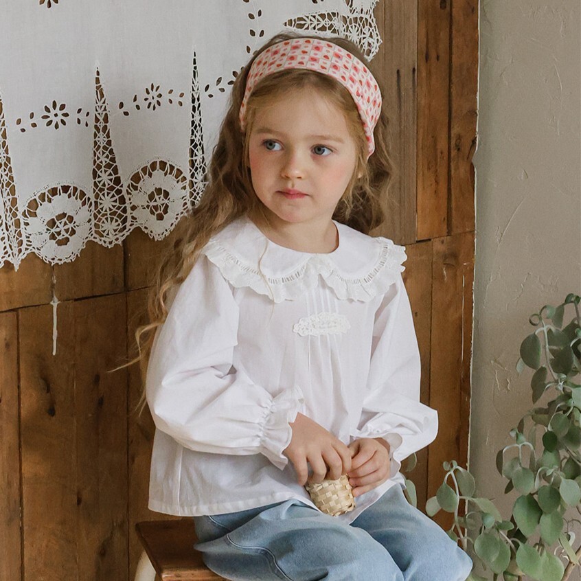 90-140 荷葉領打褶襯衫 2色