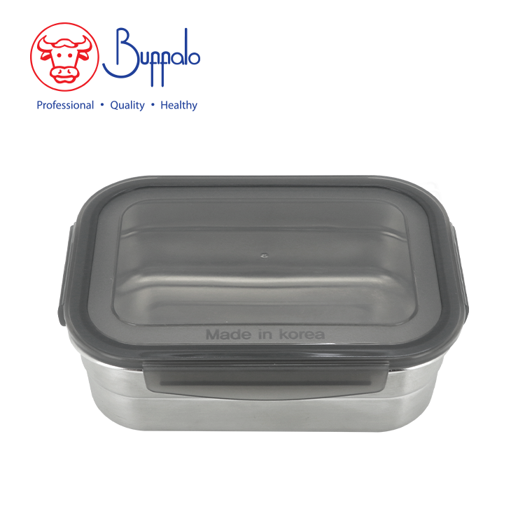 Buffalo牛頭牌韓國製304J1不銹鋼長方形密實保鮮盒1460毫升 (微波爐適用)_BFX010-R146