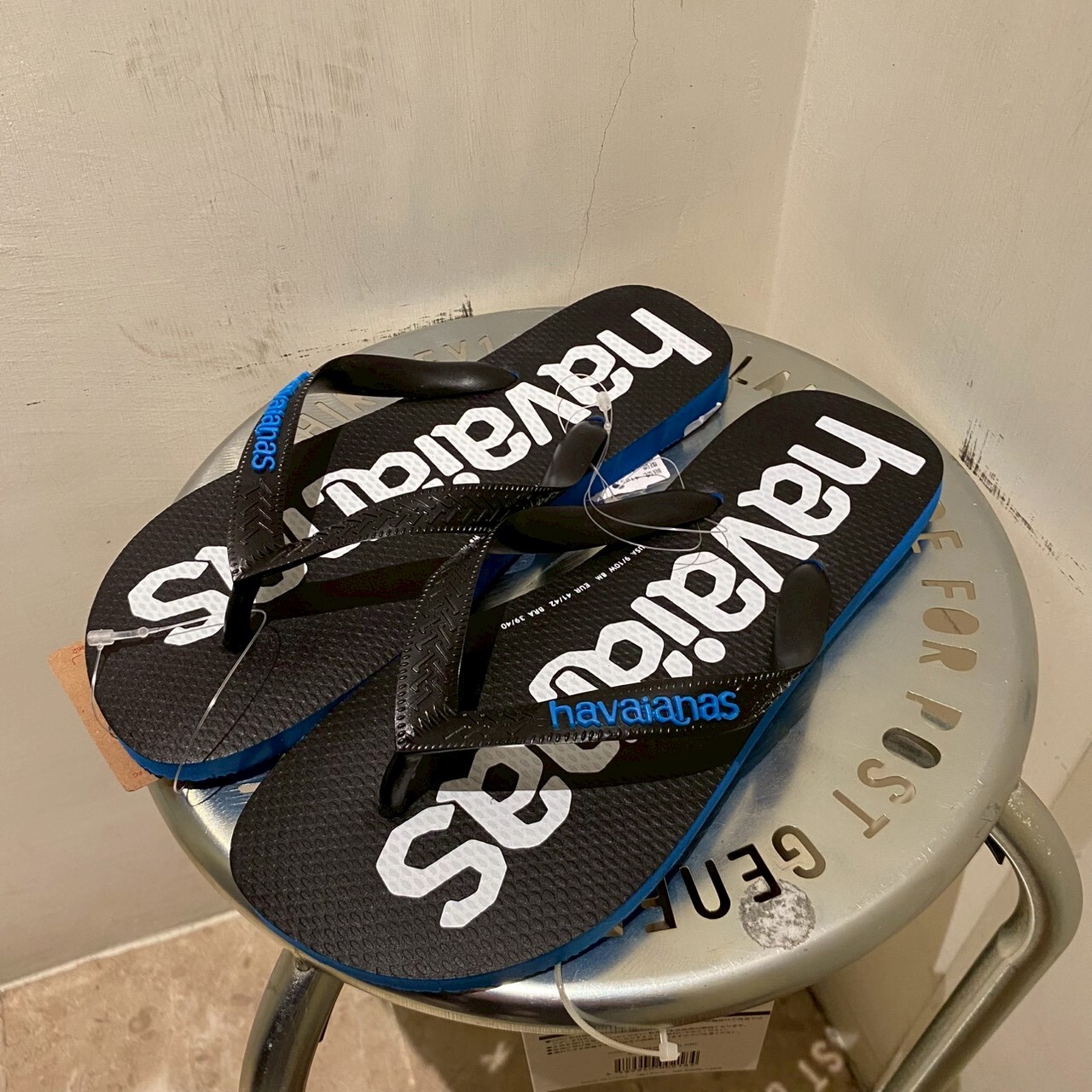 Havaianas 哈瓦仕 拖鞋 男女鞋 大LOGO 黑藍 Top Logomania2 4145741-3504U