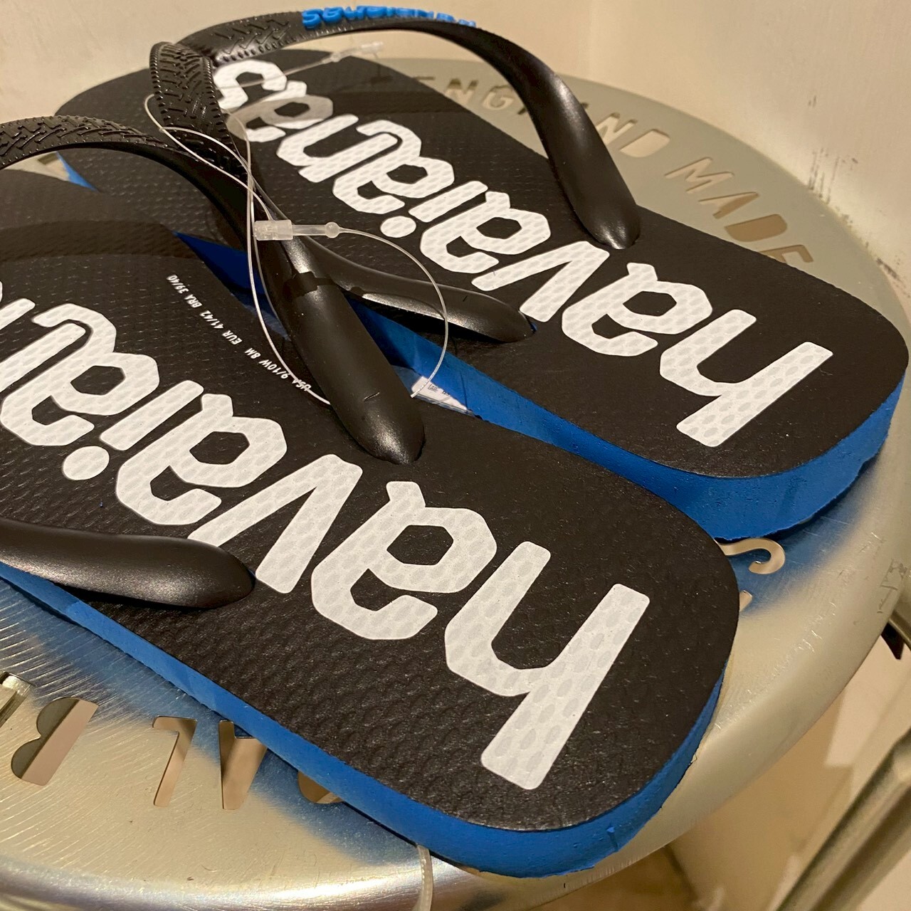 Havaianas 哈瓦仕 拖鞋 男女鞋 大LOGO 黑藍 Top Logomania2 4145741-3504U