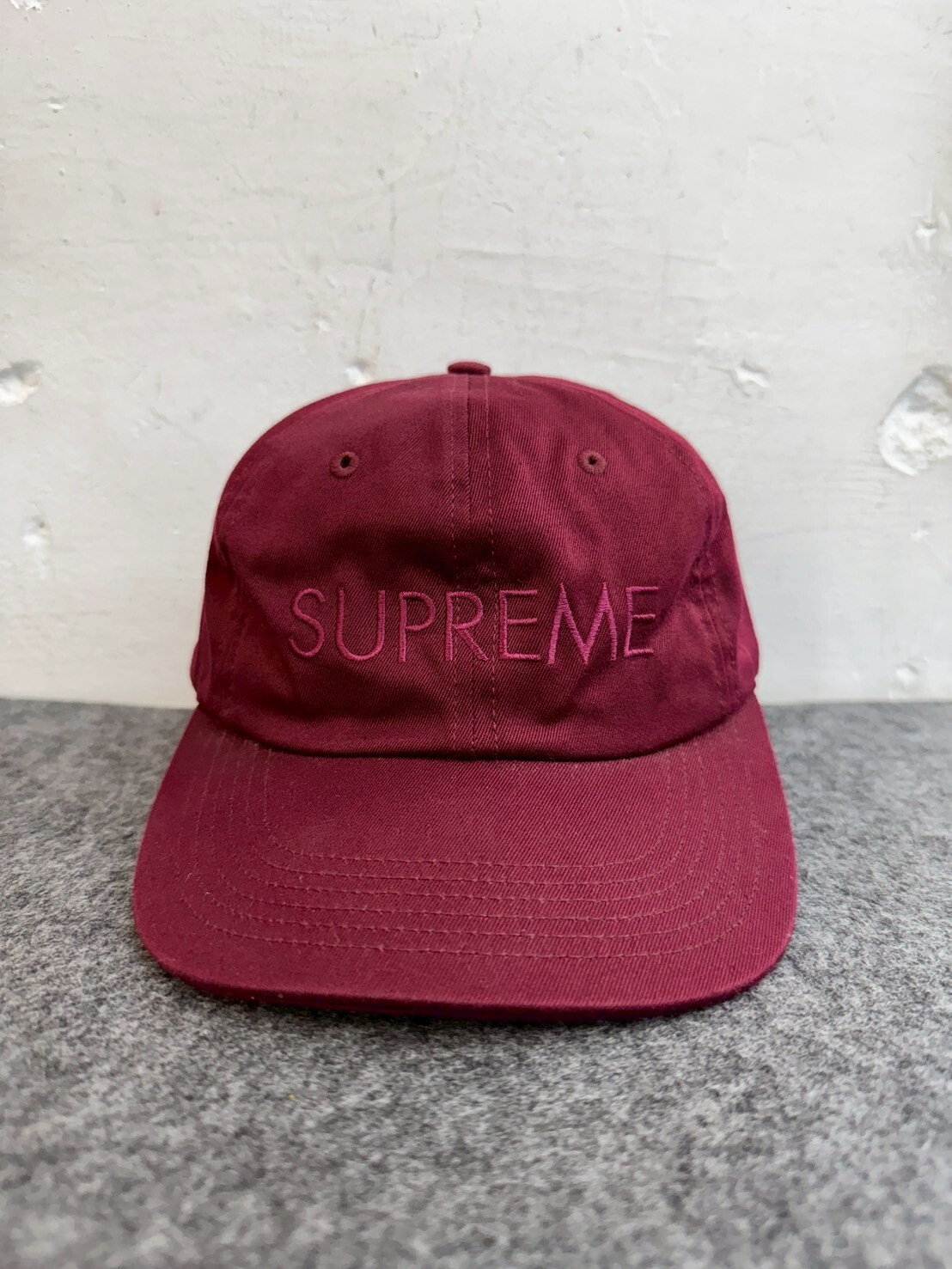 SUPREME 15FW Tonal Logo Burgundy 6 panel