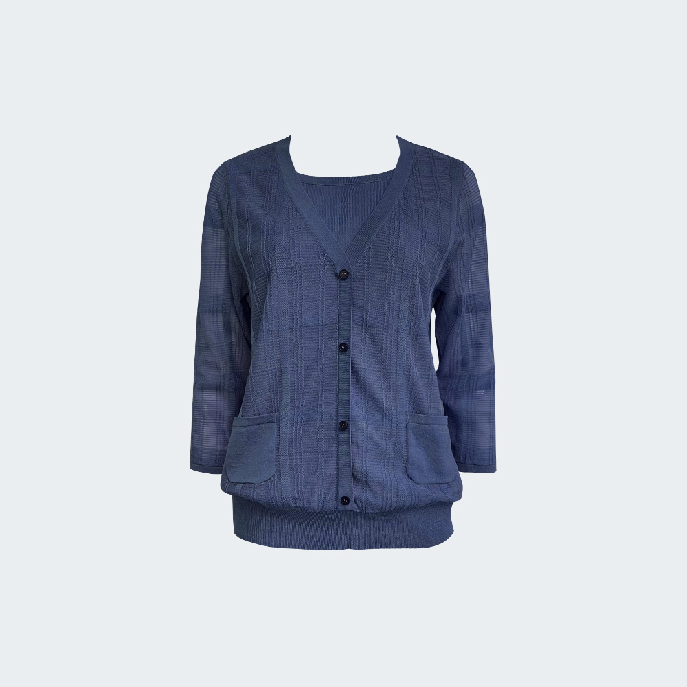 直紋口袋針織上衣