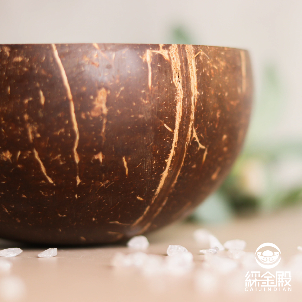 天然椰殼水晶淨化消磁碗-白水晶｜晶石｜水晶消磁盒｜補充能量｜消除負能量【綵金殿】