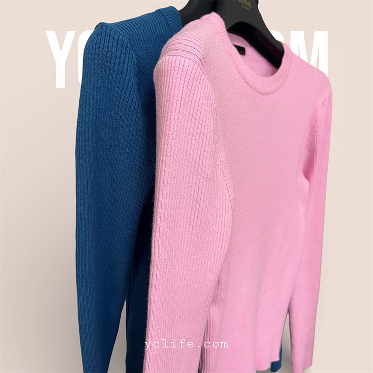 圓領修身羅紋針織衫