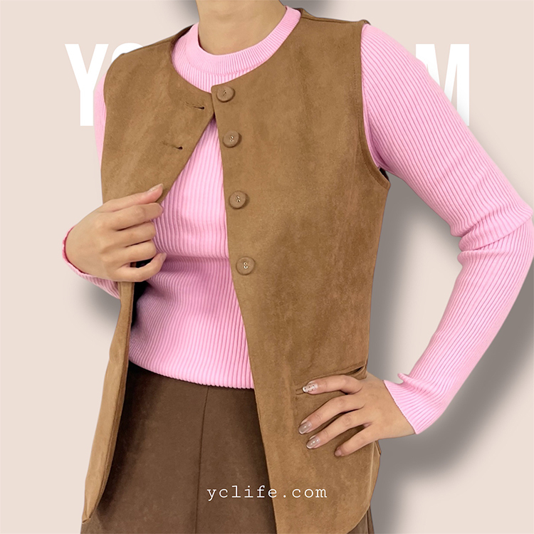 圓領修身羅紋針織衫