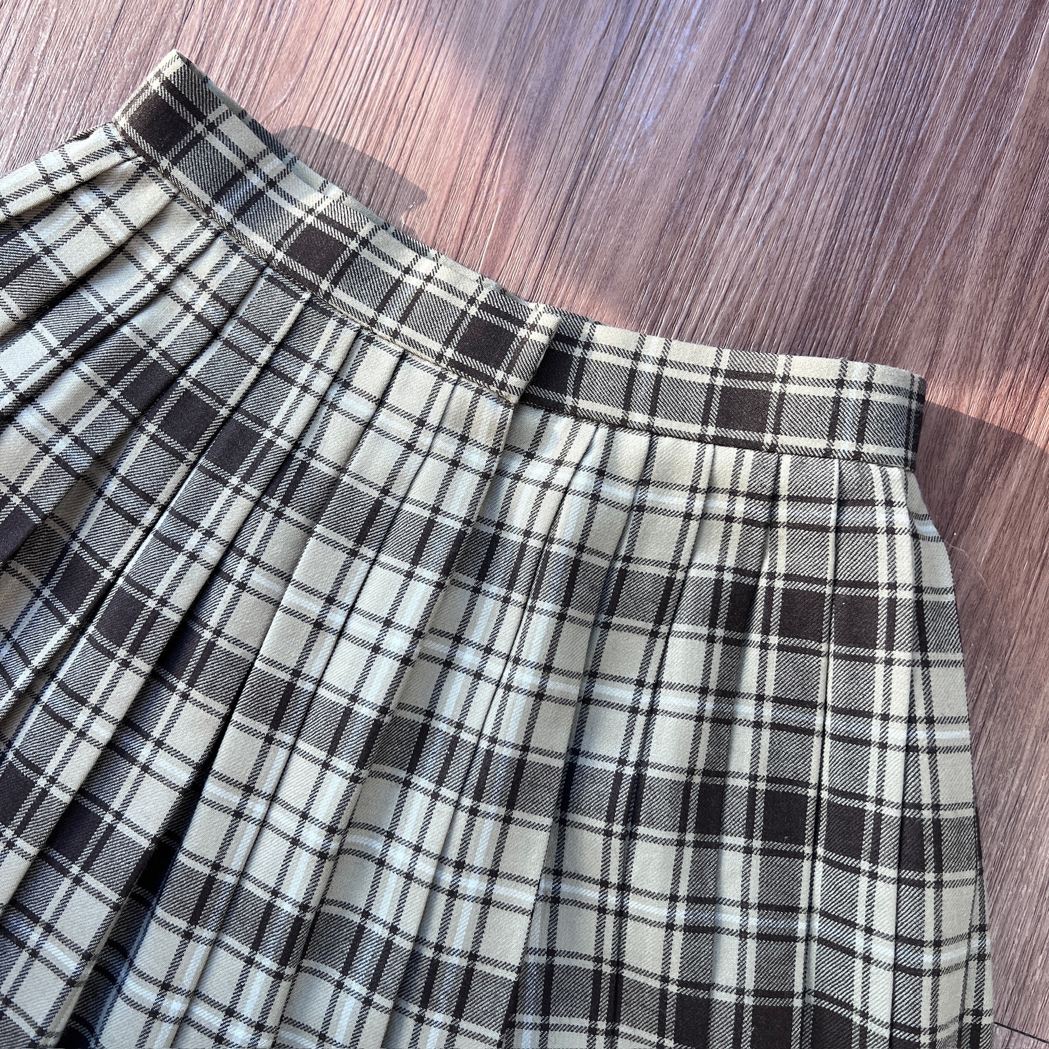 大地色羊毛格紋半身裙