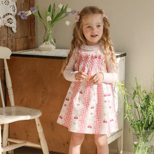 90-140 櫻桃格紋背心洋裝 3色