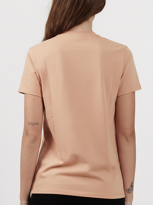 領口金鍊短袖T(卡其)