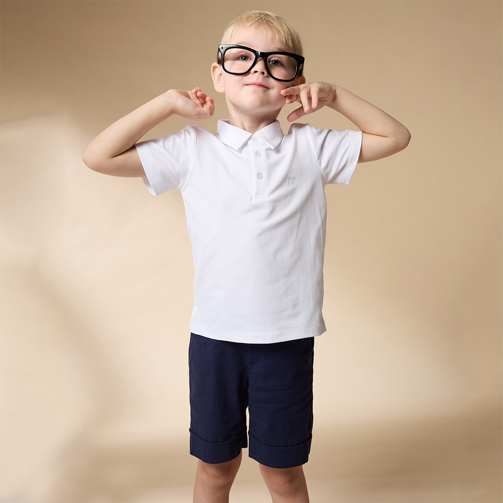 PIPPY 小紳士翻領開釦POLO衫短袖上衣 白