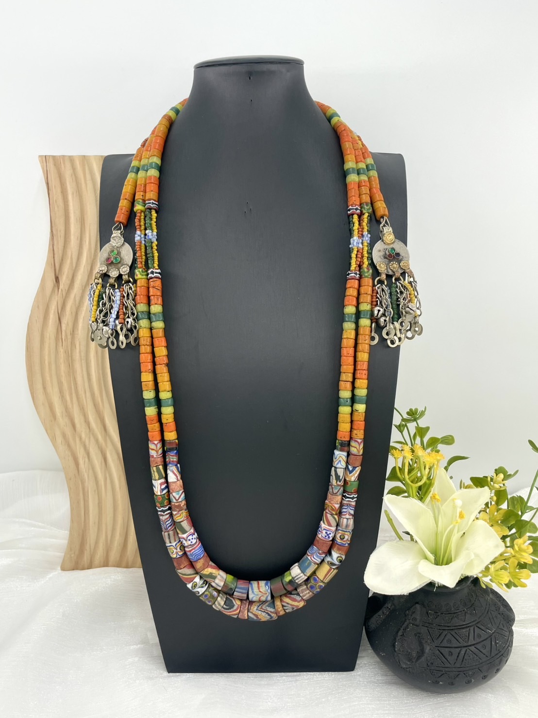 No.86傳統花珠兩條式長鍊80cm