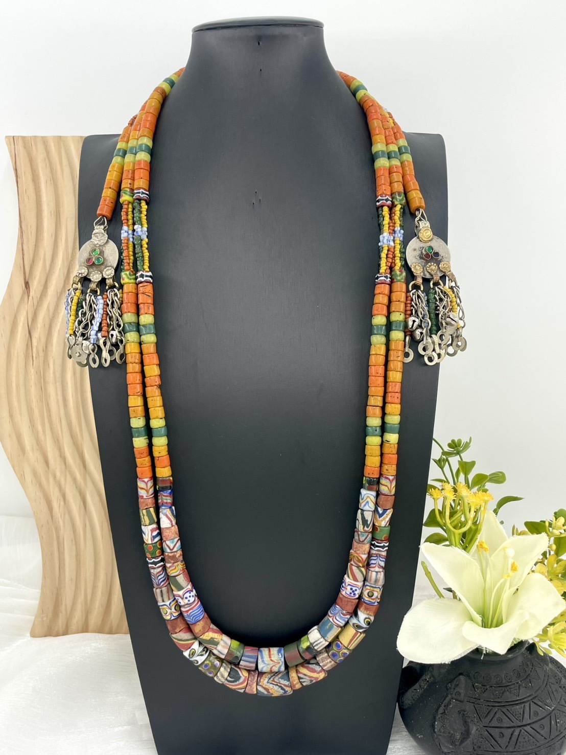 No.86傳統花珠兩條式長鍊80cm