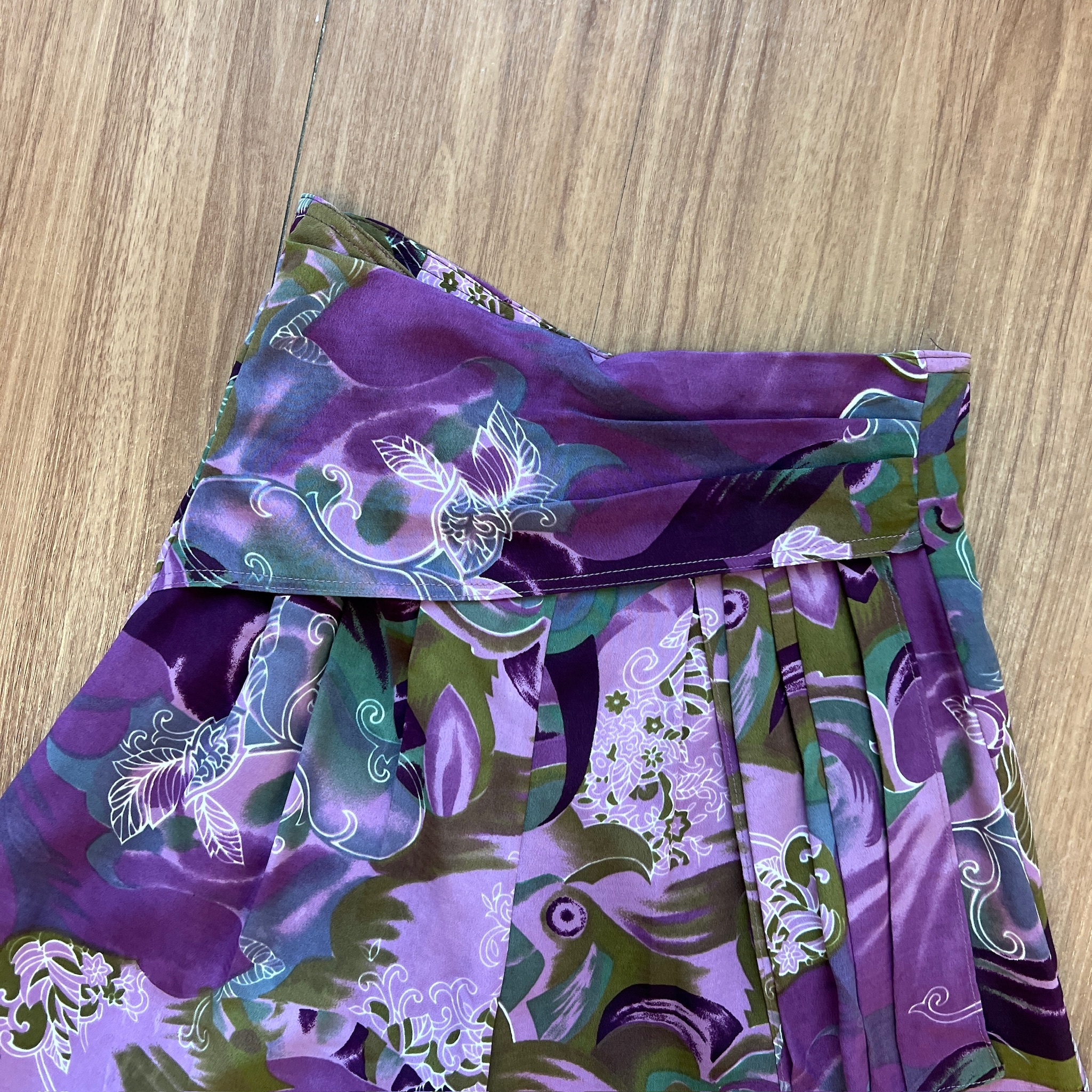 台灣製紫色雲彩雪紡闊褲