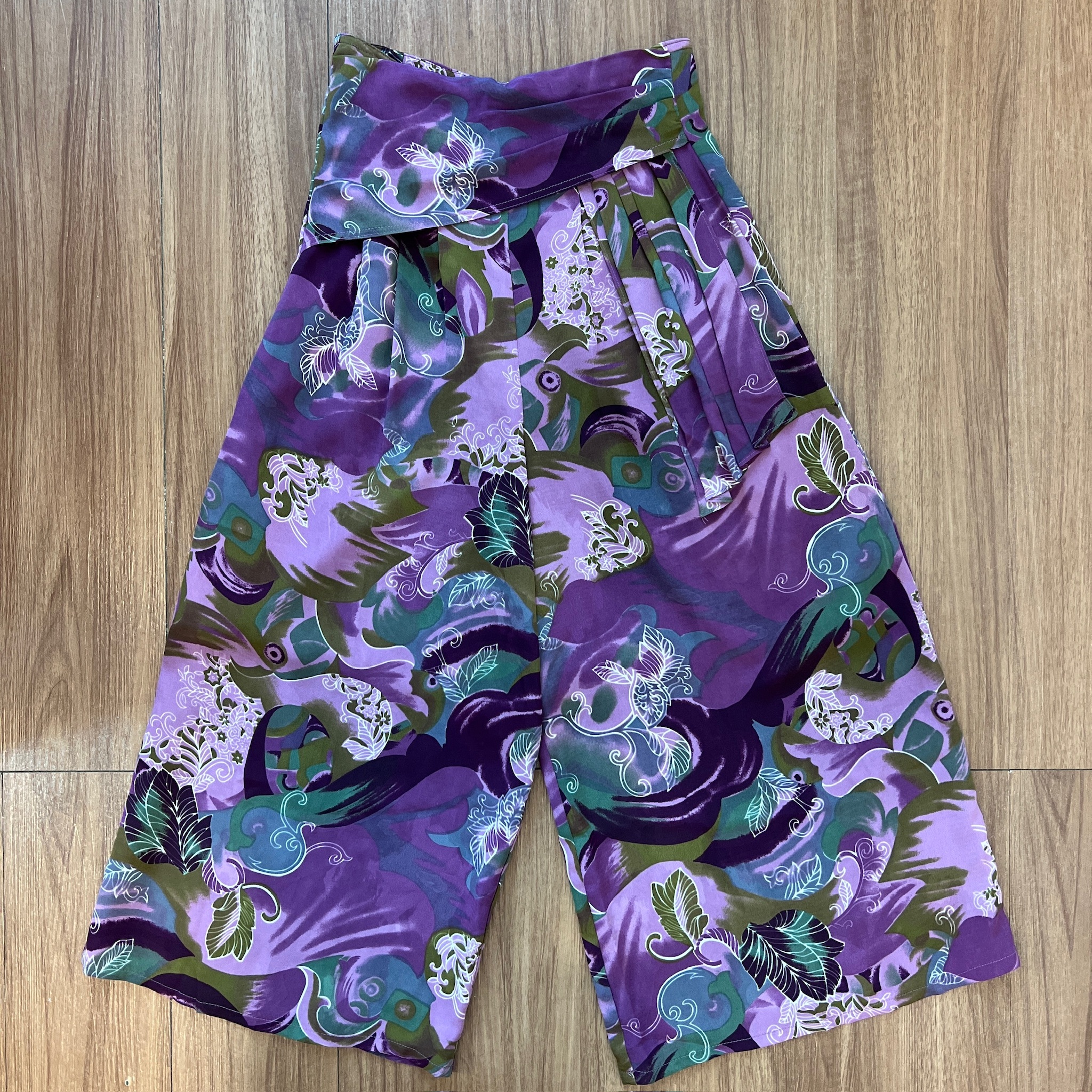 台灣製紫色雲彩雪紡闊褲