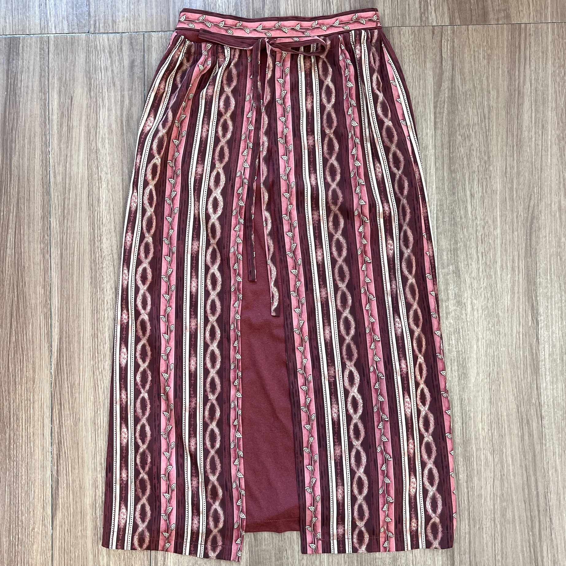 水蜜桃粉色假兩件半身裙