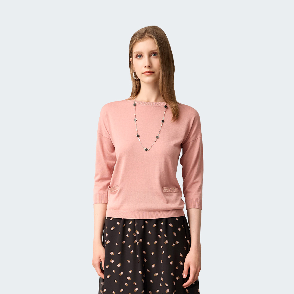 柔光絲感口袋針織上衣