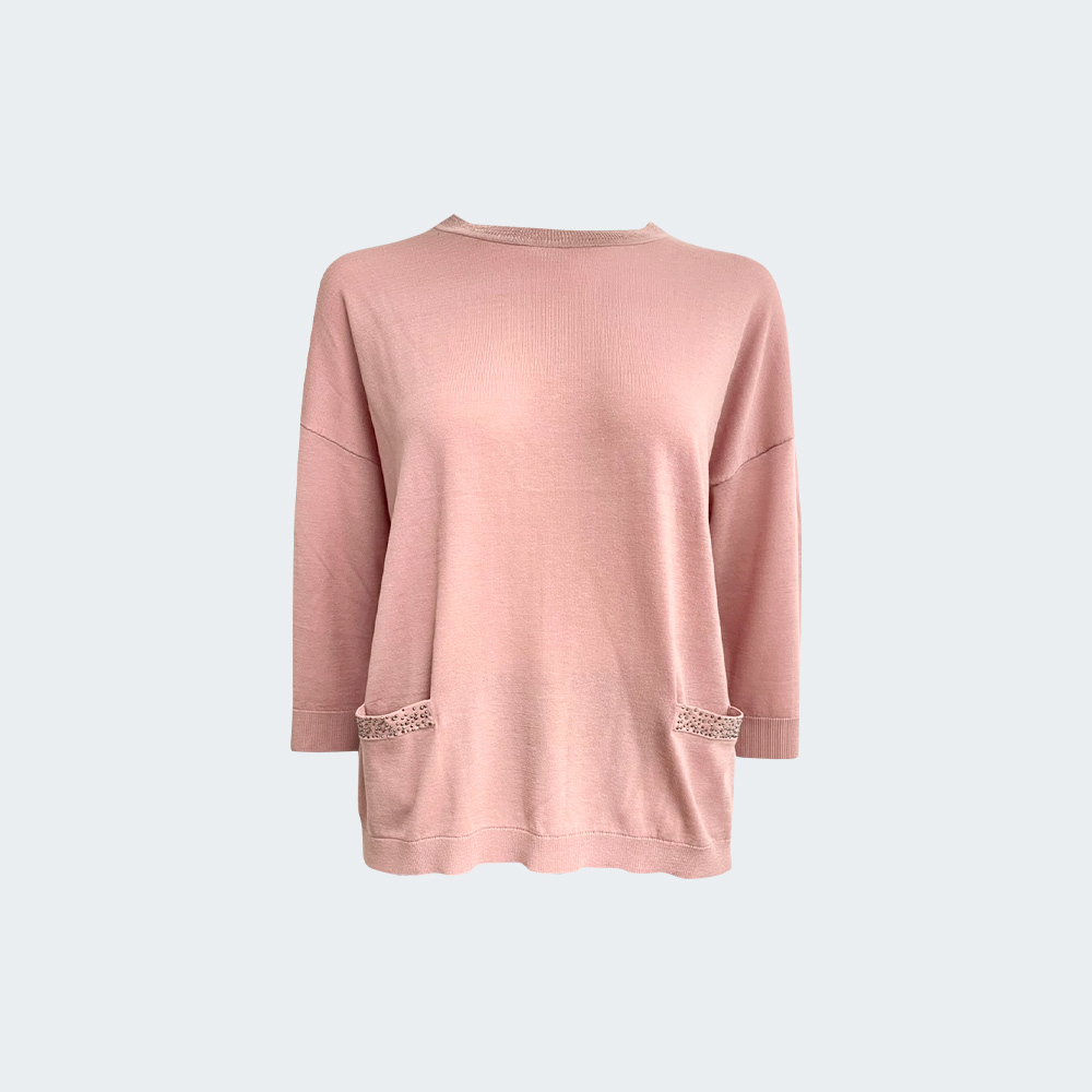 柔光絲感口袋針織上衣