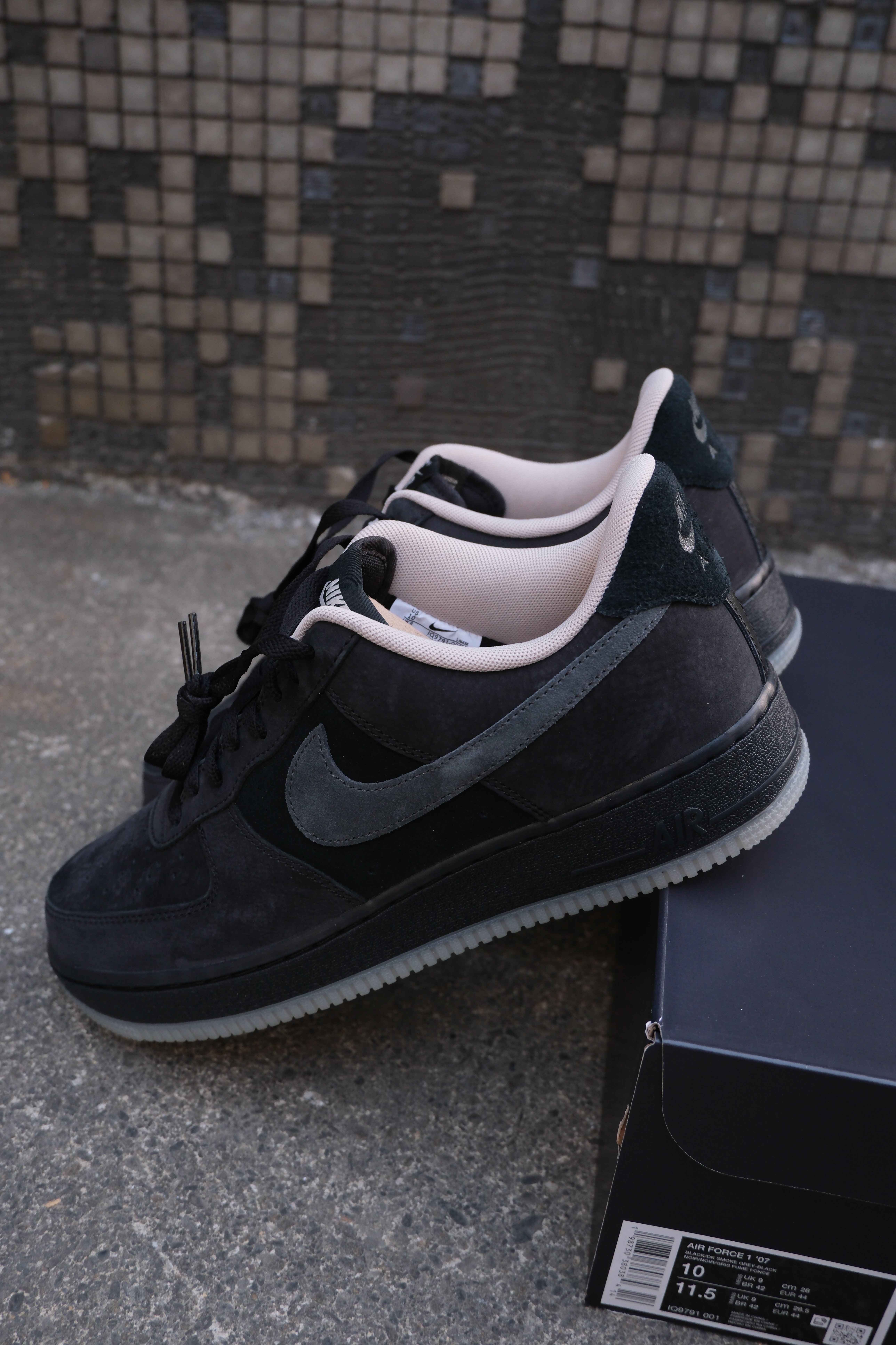 Nike Air Force 1 麂皮 黑灰 果凍底 休閒鞋 IQ9791-001