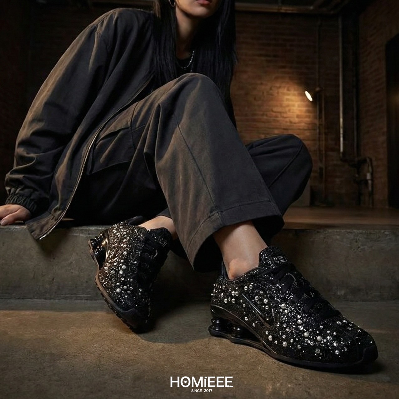 NIKE SHOX Z Pearl & Rhinestone CNY 珍珠 水鑽 黑色 女鞋 [IQ1157-010]