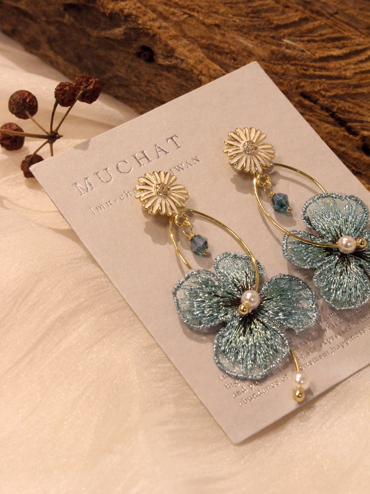 愛在拉斯維加斯。(2way)MUCHAT手作14KGP雛菊花純銀針耳環