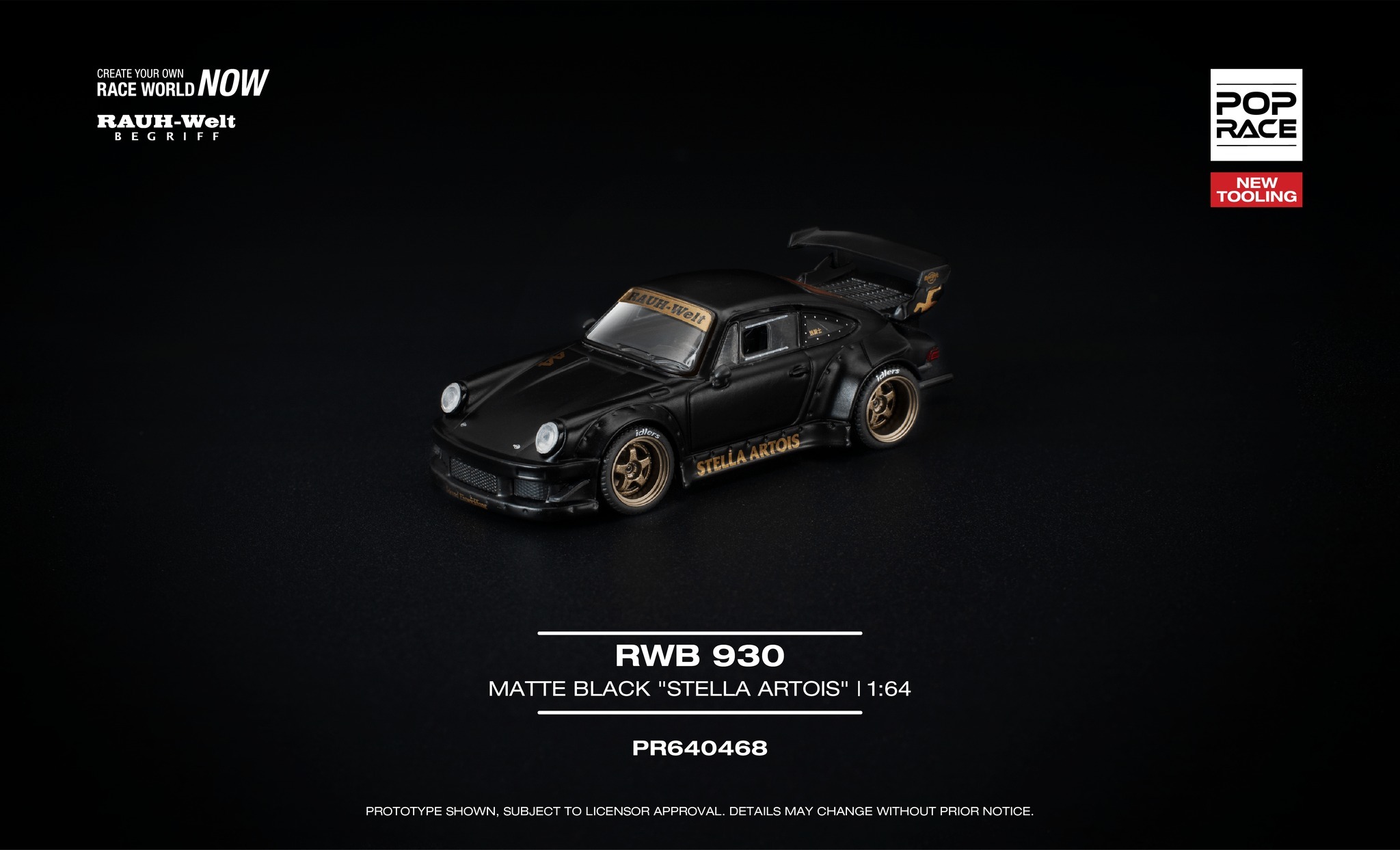 預訂:1/64 POP RACE  RWB 930 Matte Black "Stella Artois (PR640468 )