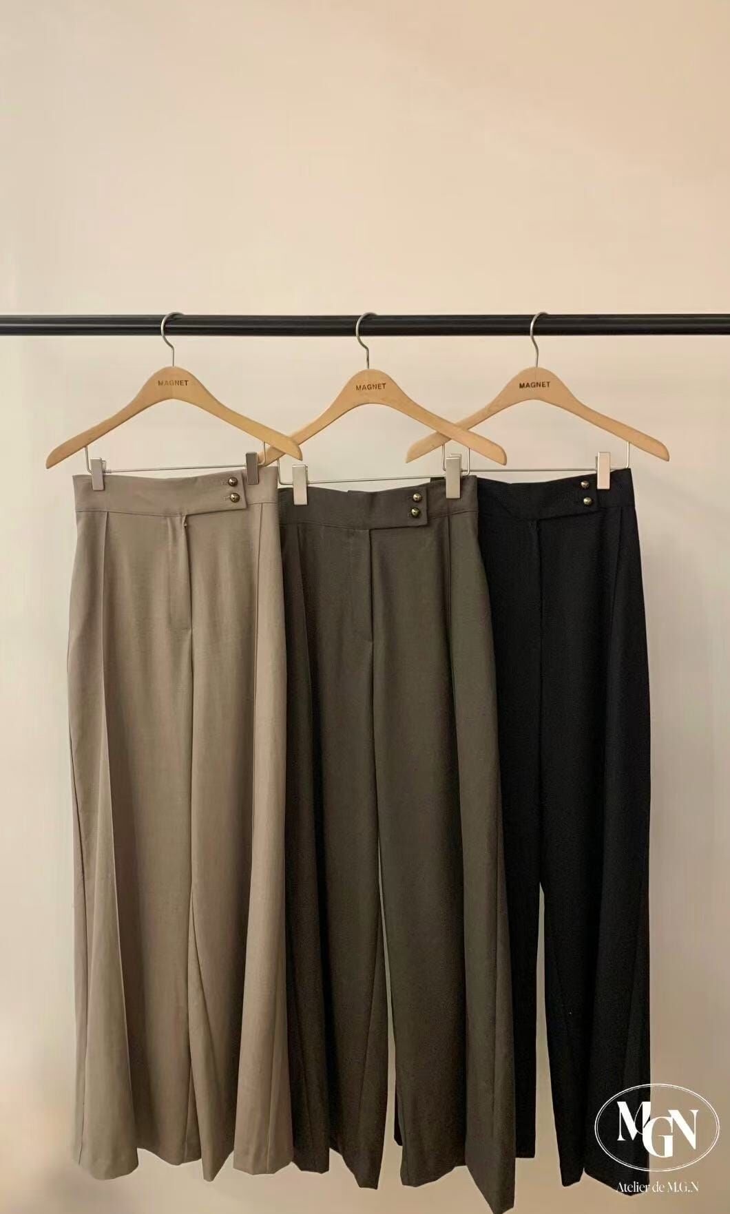 MN5417 金屬雙鈕扣寬腿長褲 *特價* (優惠碼同充值購物金不適用)