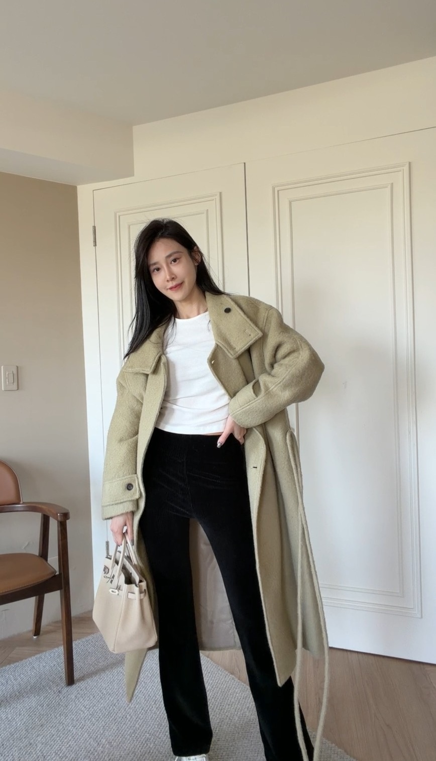 【新款少量現貨】｜韓國｜法式排扣羊毛大衣*80%羊毛*