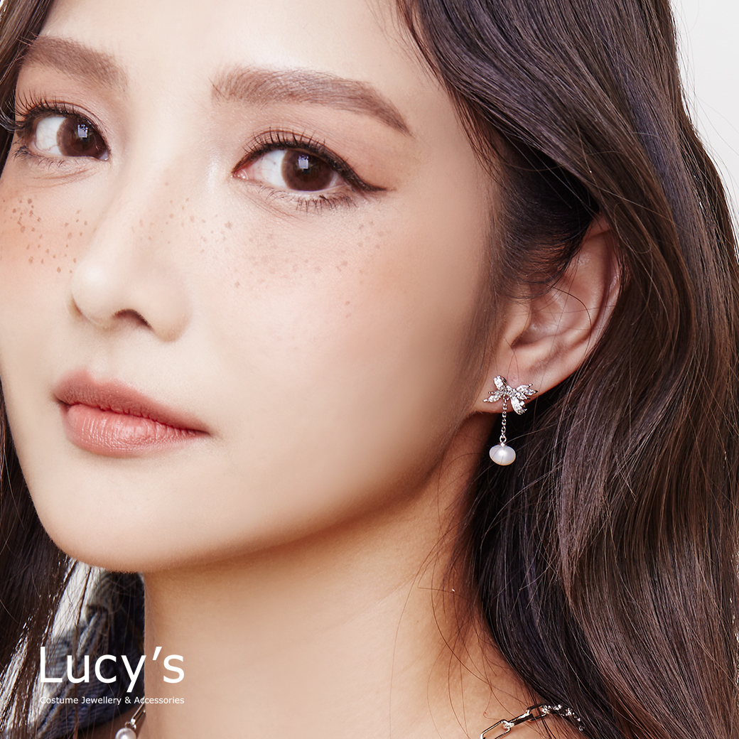 珍珠蝴蝶結 耳環 (124180)