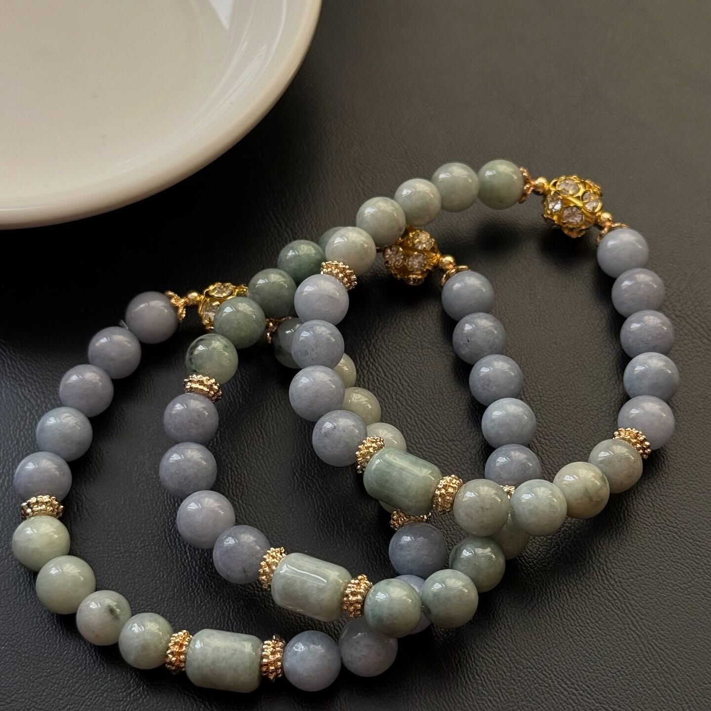 [原石] 天使石+翡翠 設計款手串