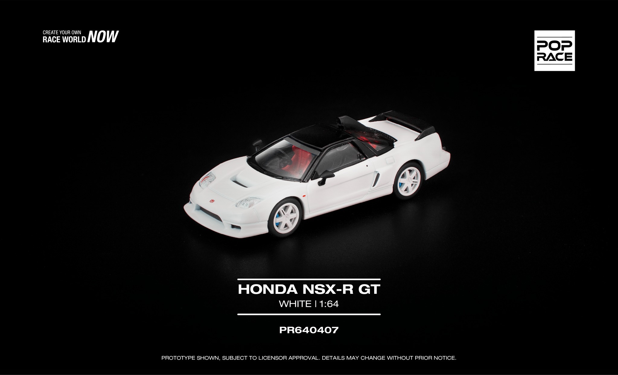 預訂:1/64 POP RACE Honda NSX-R GT White (PR640407 )
