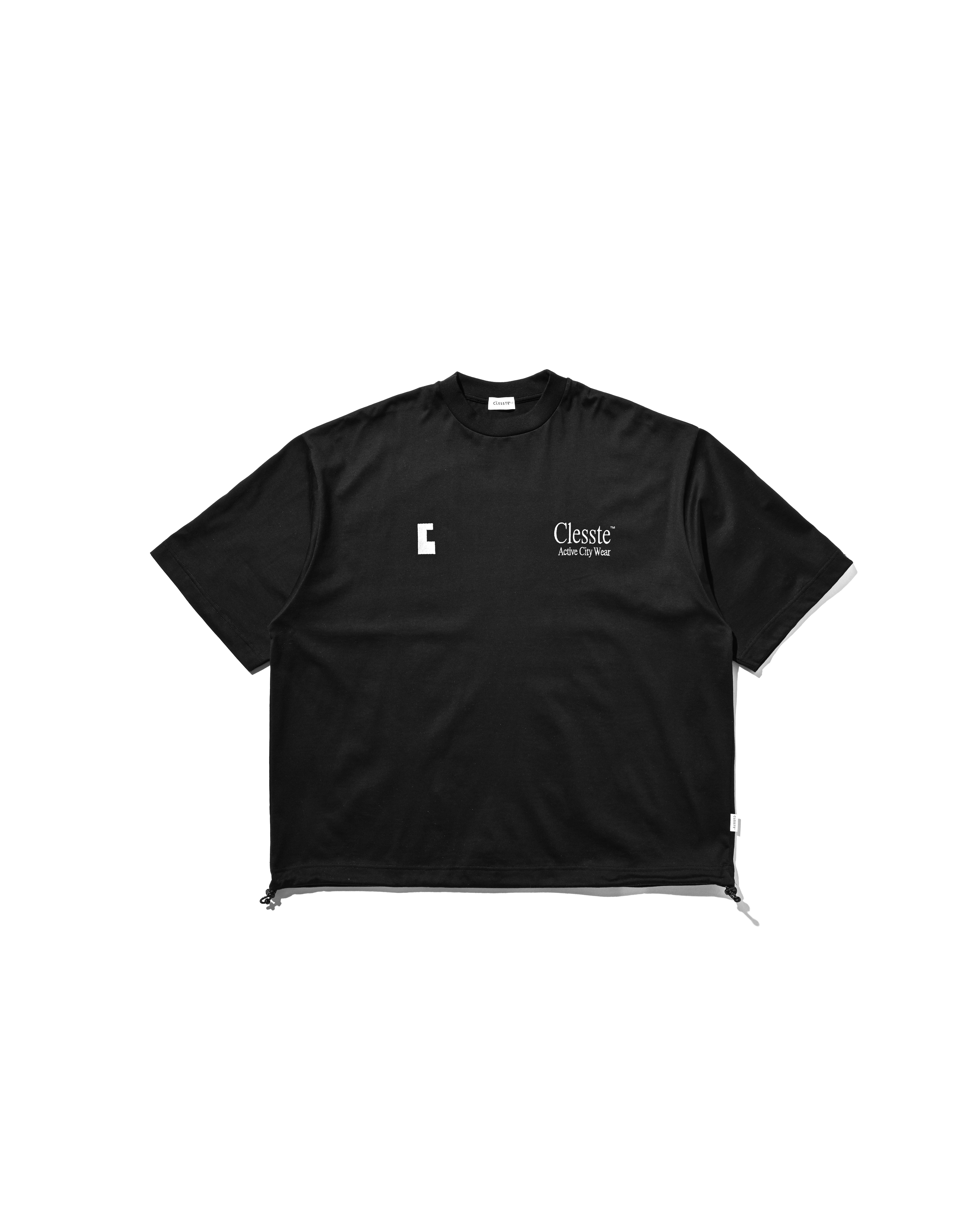 CLESSTE｜ENBROIDERY MASSIVE T-SHIRT WITH DRAWSTRINGS 002 "BLACK"