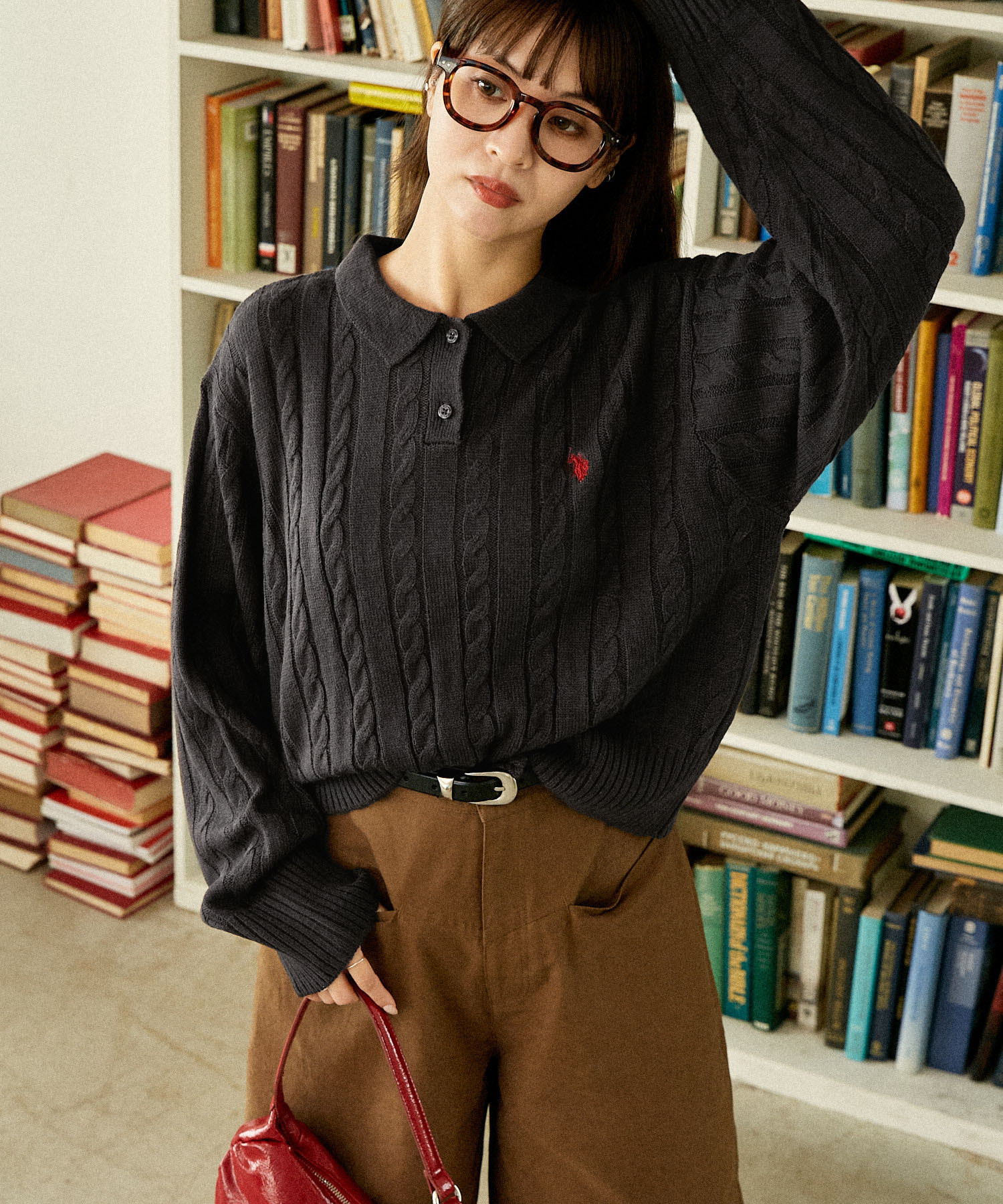 [現貨] U.S. POLO ASSN. × PUBLUX / cable knit polo pullover