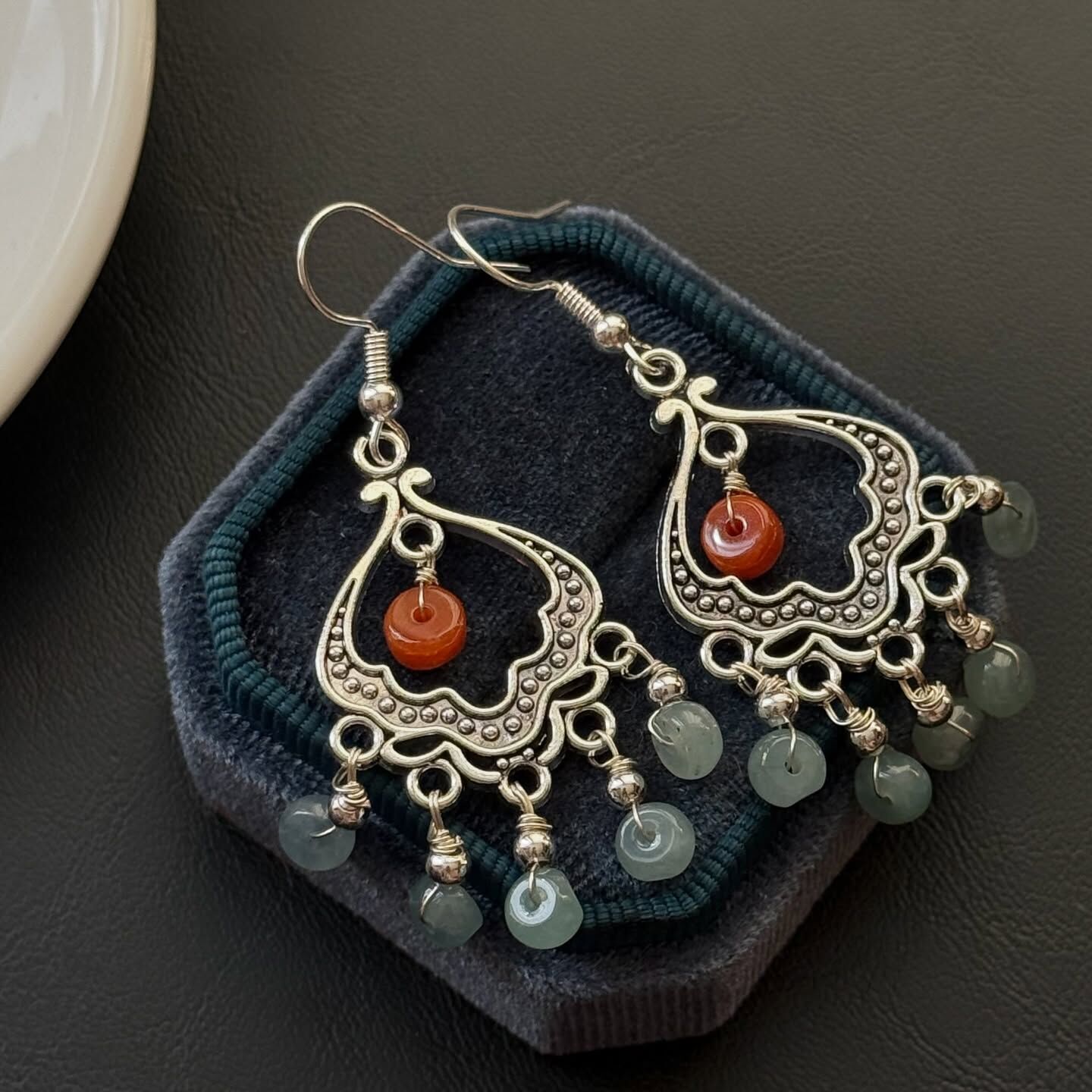 [原石] 藍水翡翠 耳環